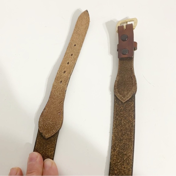 Unbranded Smooth Leather Belt Brass Toned Hardware Squared Belt Buckle 🟫 - Picture 6 of 7